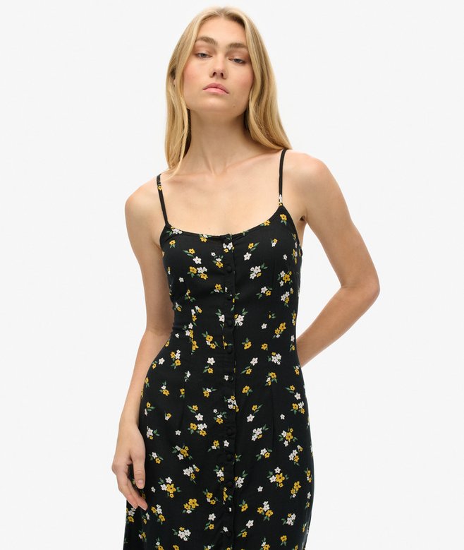 Superdry Vestido Midi De Tirantes Estampado Con Cierre De Botones