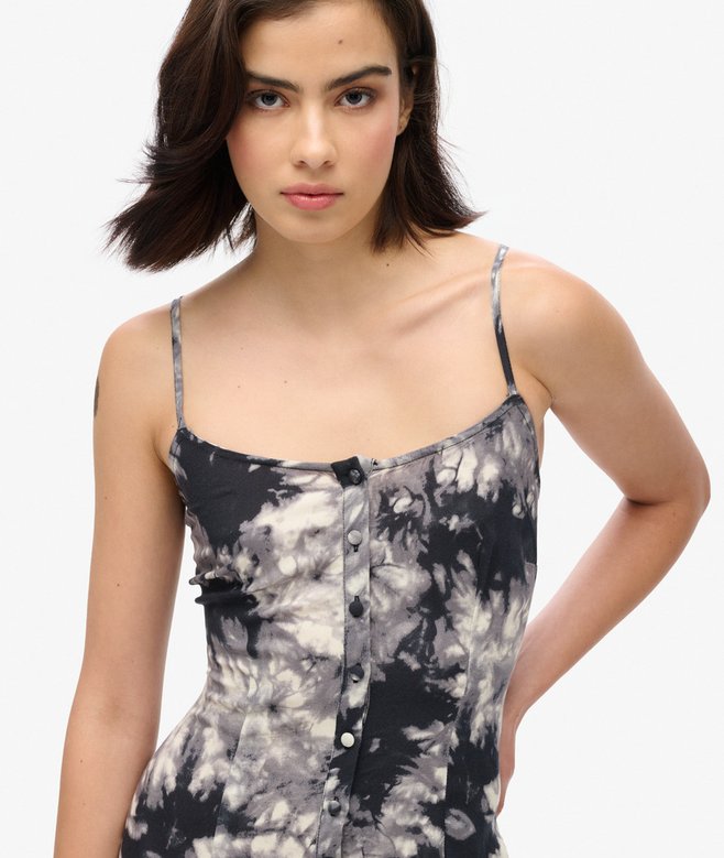 Superdry Vestido Midi De Tirantes Estampado Con Cierre De Botones