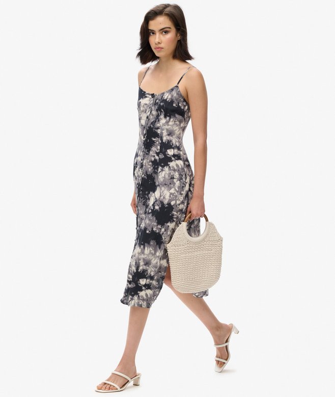 Superdry Vestido Midi De Tirantes Estampado Con Cierre De Botones