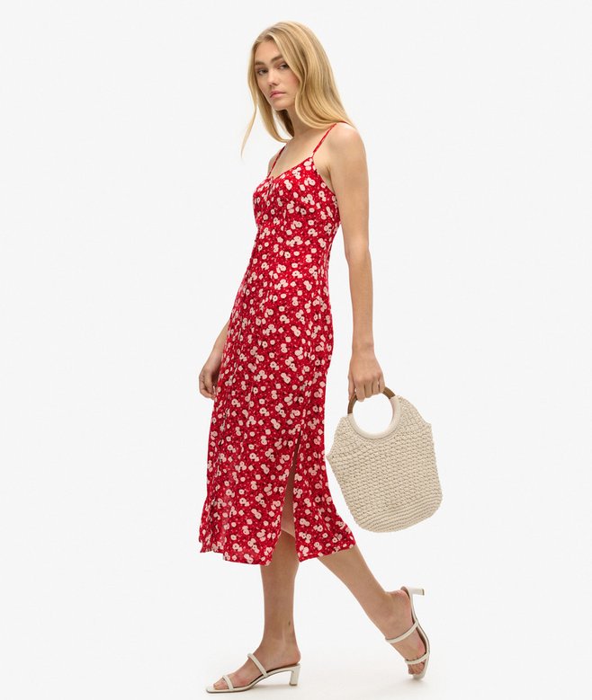 Superdry Vestido Midi De Tirantes Estampado Con Cierre De Botones