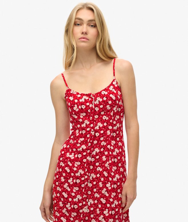 Superdry Vestido Midi De Tirantes Estampado Con Cierre De Botones