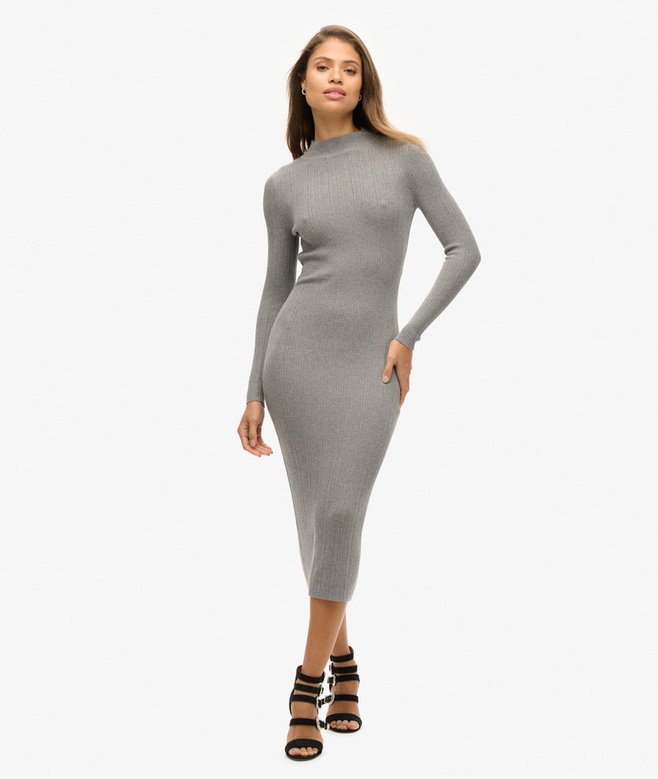 superdry Vestido midi entallado con espalda abierta