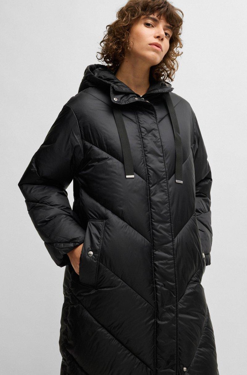 Hugo Boss Abrigo Acolchado Largo Repelente Al Agua Con Capucha Con Cordón