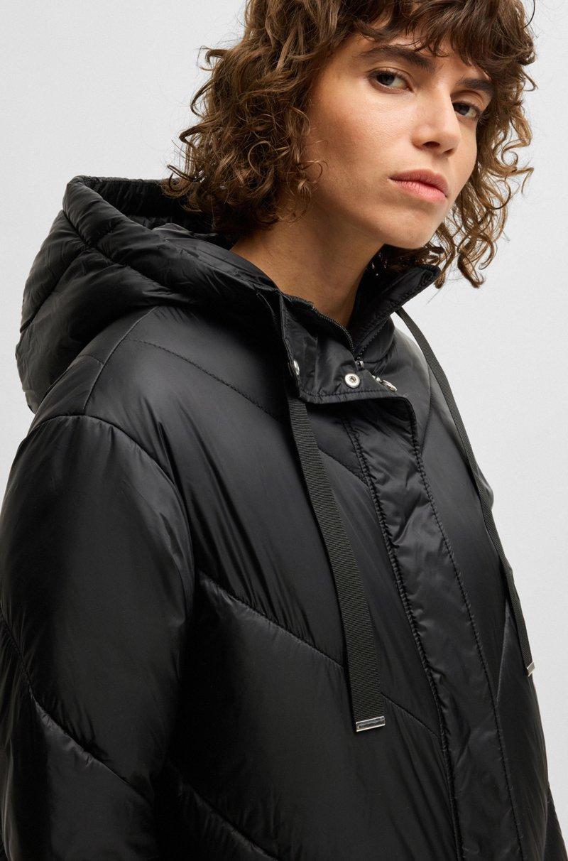 Hugo Boss Abrigo Acolchado Largo Repelente Al Agua Con Capucha Con Cordón