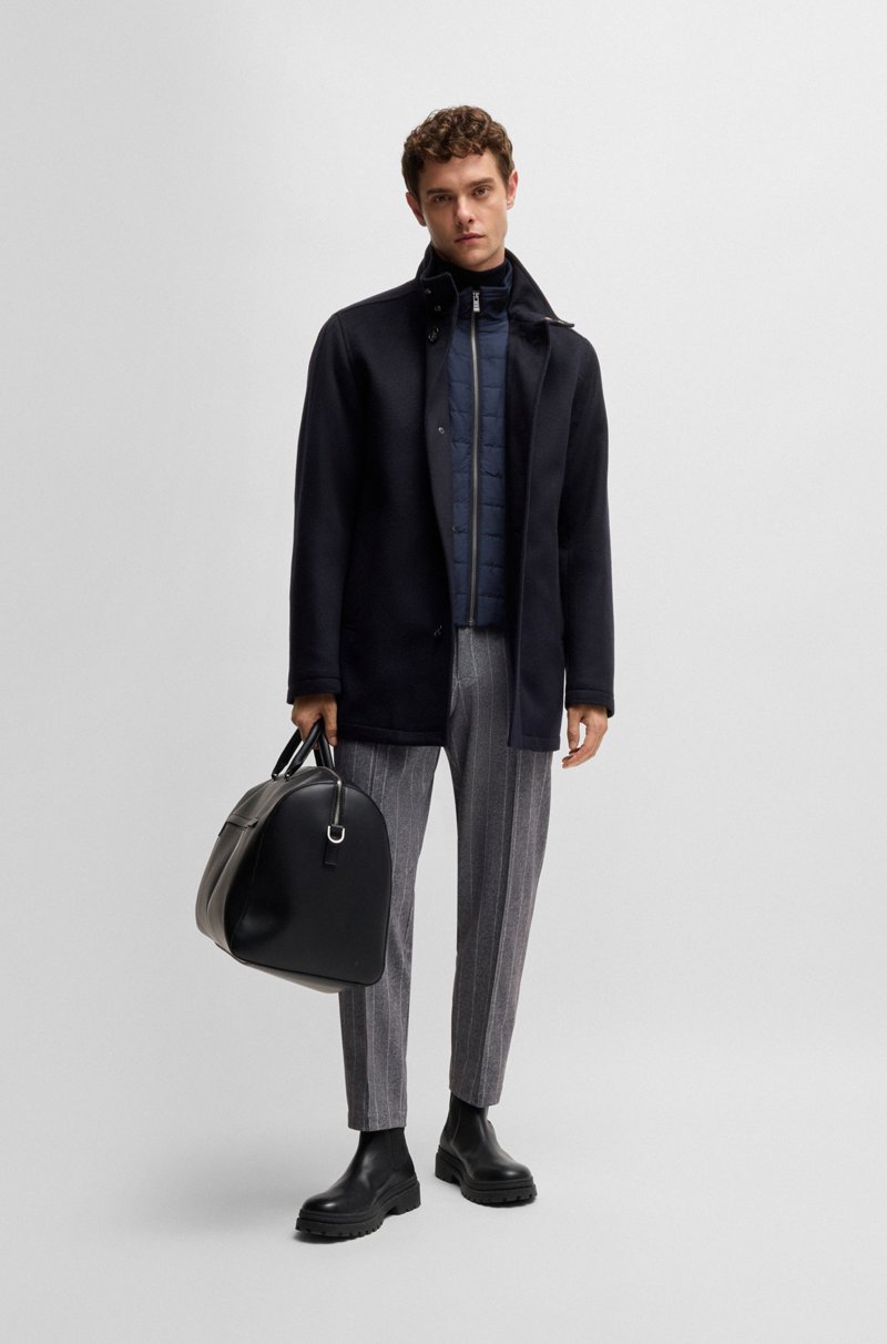Hugo Boss Abrigo Corto Relaxed Fit De Lana Virgen Y Cashmere