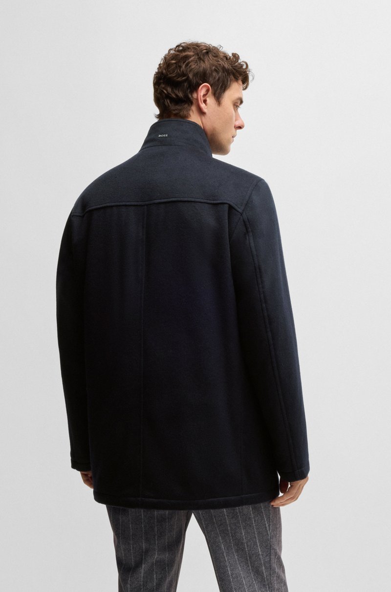 Hugo Boss Abrigo Corto Relaxed Fit De Lana Virgen Y Cashmere