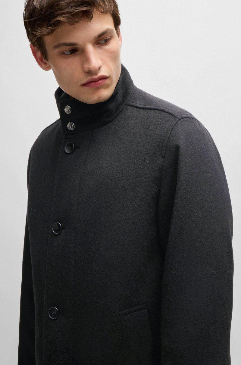 Hugo Boss Abrigo Corto Relaxed Fit De Lana Virgen Y Cashmere