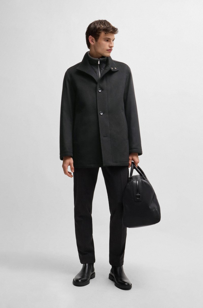 Hugo Boss Abrigo Corto Relaxed Fit De Lana Virgen Y Cashmere