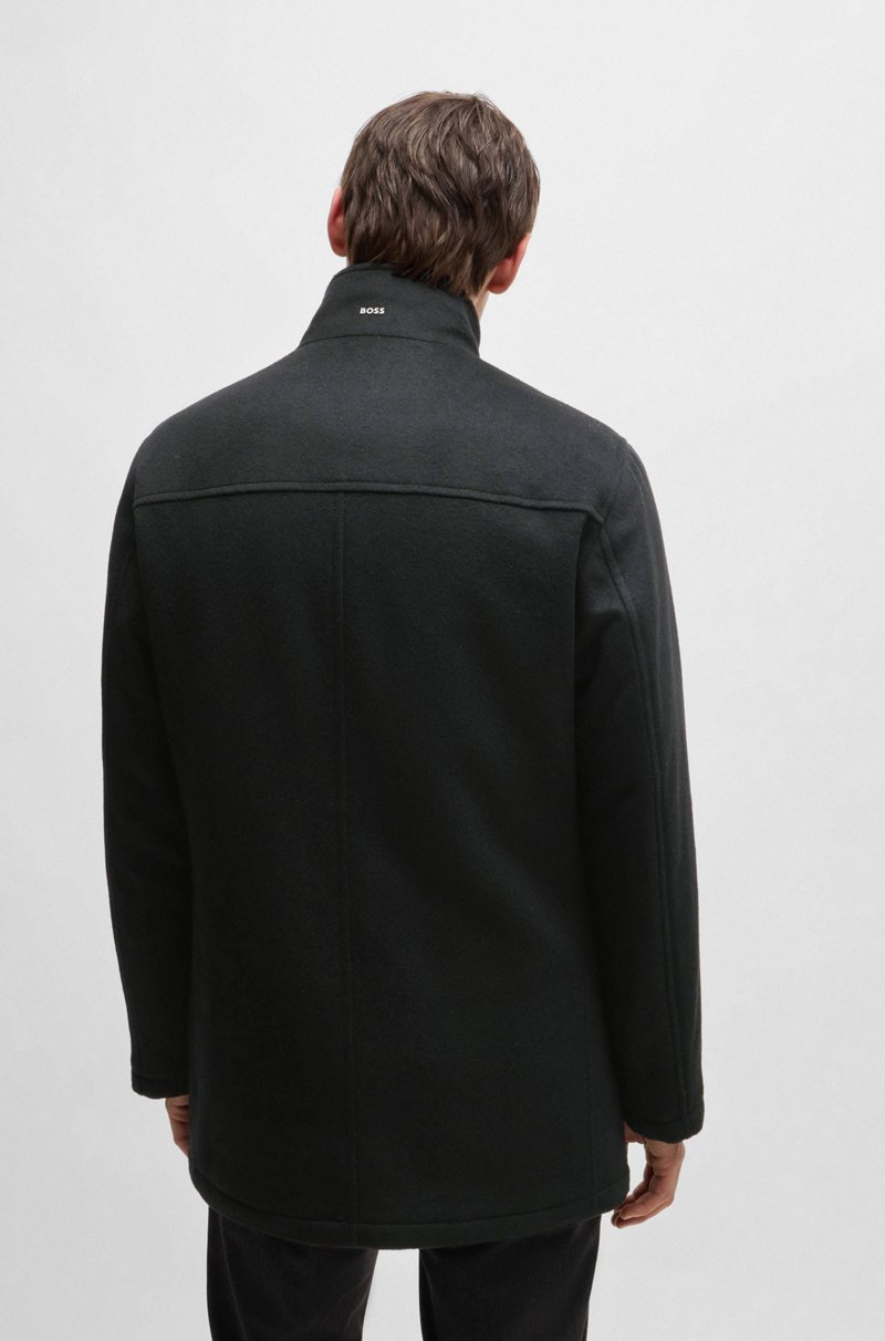 Hugo Boss Abrigo Corto Relaxed Fit De Lana Virgen Y Cashmere