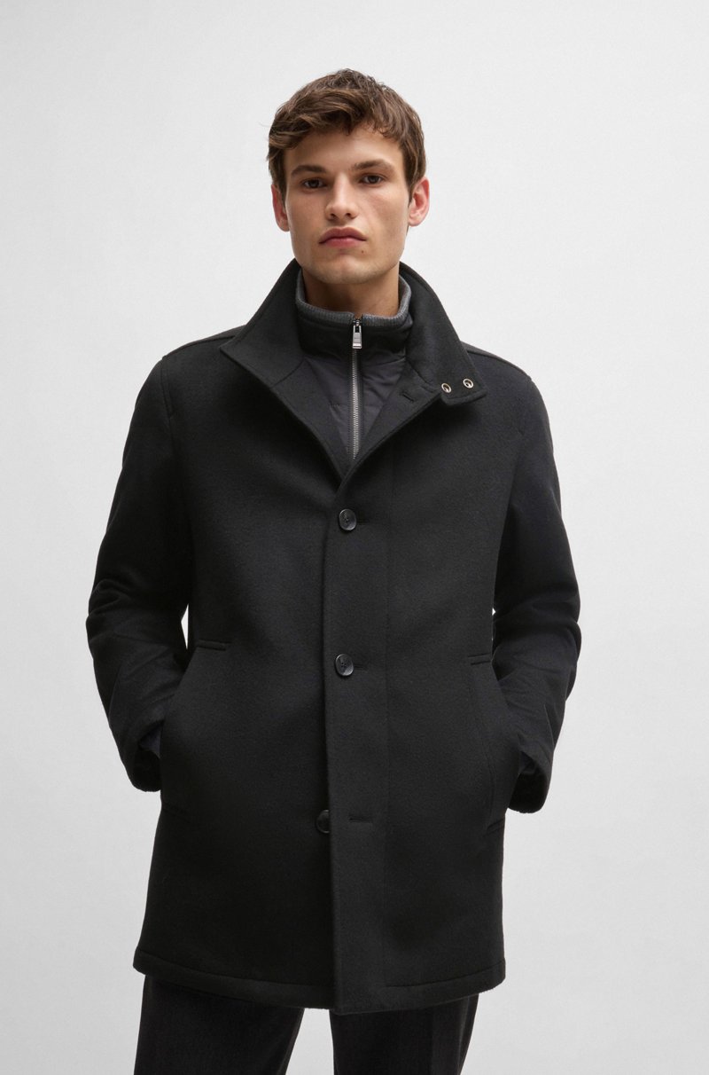Hugo Boss Abrigo corto relaxed fit de lana virgen y cashmere