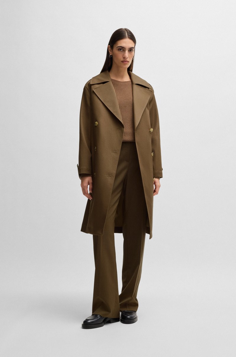 Hugo Boss Abrigo Cruzado En Algodón Repelente Al Agua