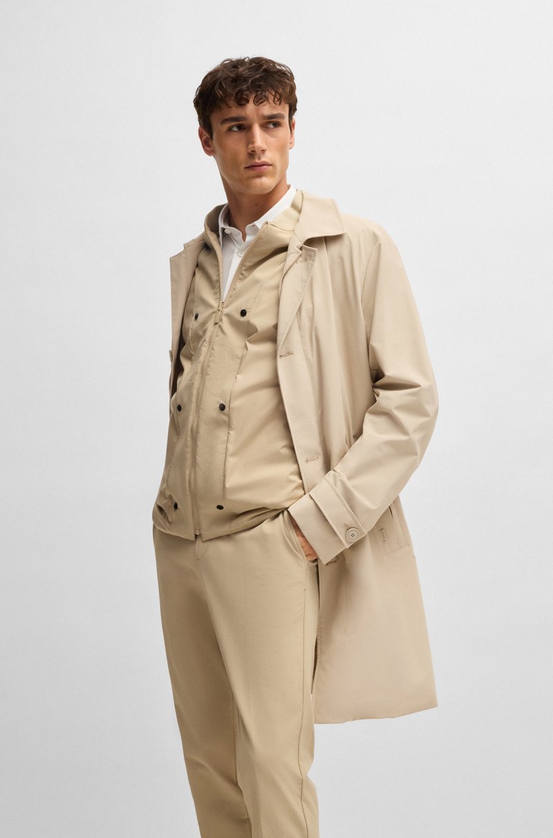 Hugo Boss Abrigo de membrana elástica ideal para viajar con chaleco interior desmontable