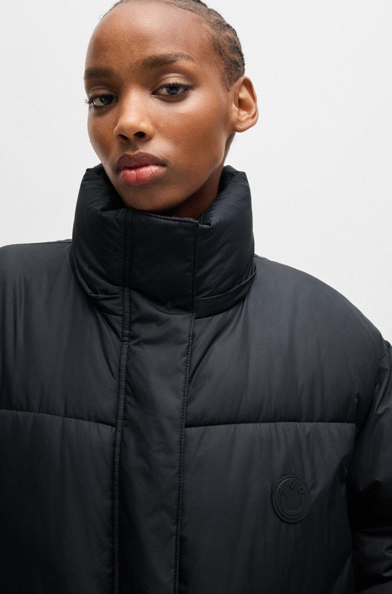 Hugo Boss Abrigo Largo Acolchado Con Capucha Extraíble