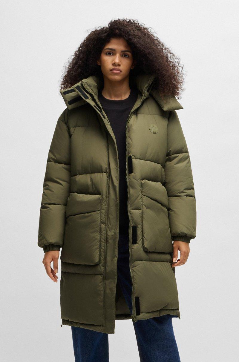 Hugo Boss Abrigo largo acolchado con capucha extraíble