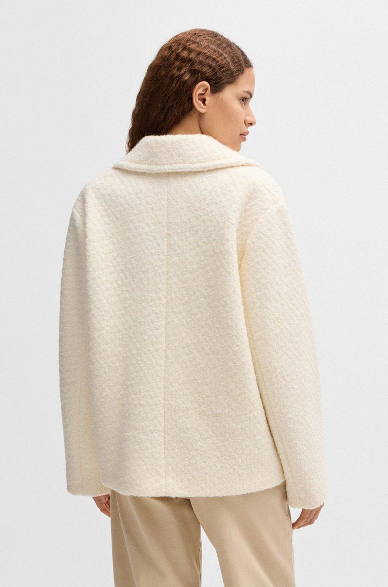 Hugo Boss Abrigo Loose Fit En Bouclé Con Cierre Cruzado Doble