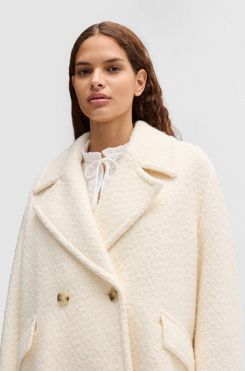 Hugo Boss Abrigo Loose Fit En Bouclé Con Cierre Cruzado Doble
