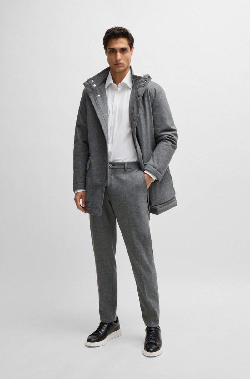Hugo Boss Abrigo Regular Fit En Franela Elástica Repelente Al Agua