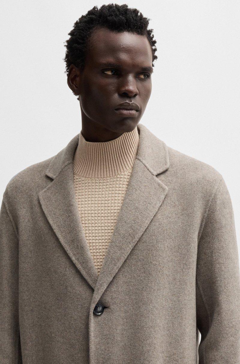 Hugo Boss Abrigo Relaxed Fit De Mezcla De Lana Con Microestampado