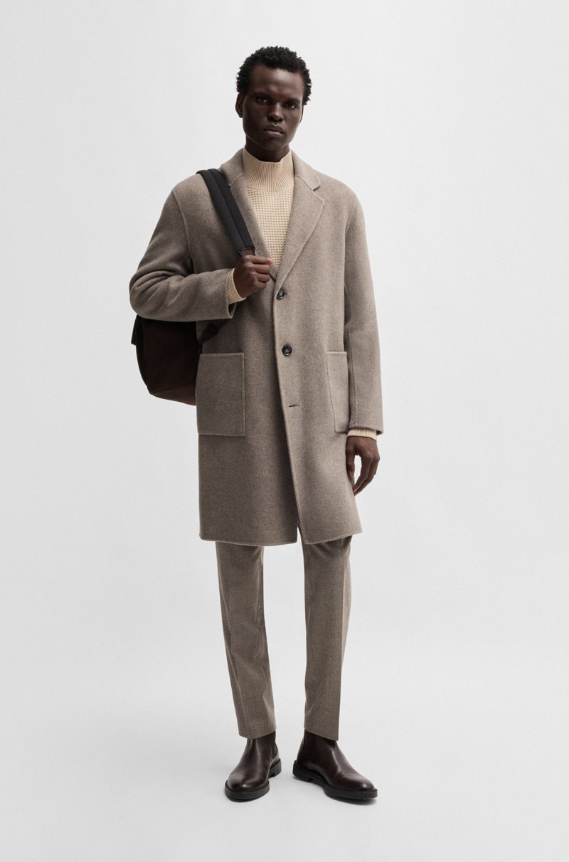 Hugo Boss Abrigo Relaxed Fit De Mezcla De Lana Con Microestampado