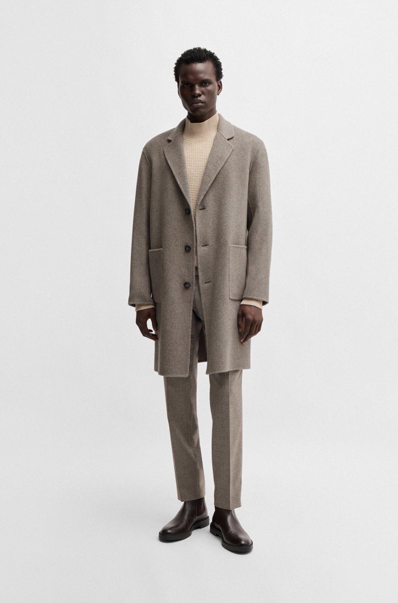 Hugo Boss Abrigo relaxed fit de mezcla de lana con microestampado