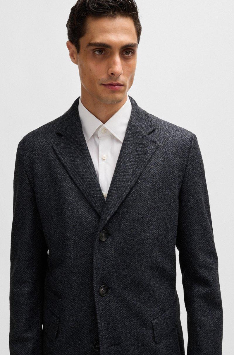 Hugo Boss Abrigo Slim Fit De Espiga Con Interior Extraíble Con Cremallera