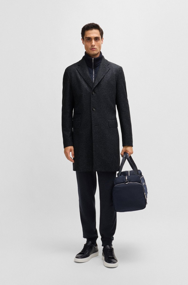 Hugo Boss Abrigo Slim Fit De Espiga Con Interior Extraíble Con Cremallera
