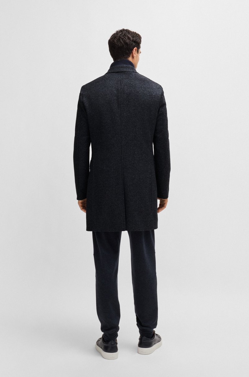 Hugo Boss Abrigo Slim Fit De Espiga Con Interior Extraíble Con Cremallera