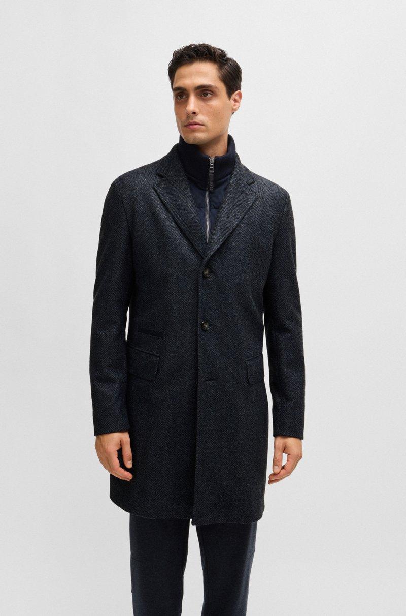 Hugo Boss Abrigo slim fit de espiga con interior extraíble con cremallera