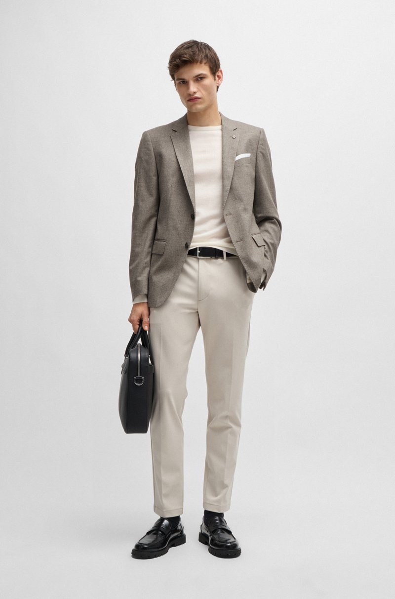 Hugo Boss Americana Slim Fit De Lana Elástica Con Microestampado