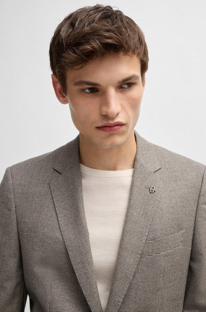 Hugo Boss Americana Slim Fit De Lana Elástica Con Microestampado