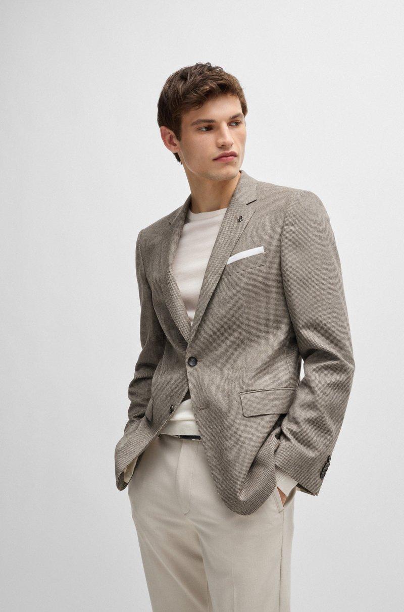 Hugo Boss Americana slim fit de lana elástica con microestampado