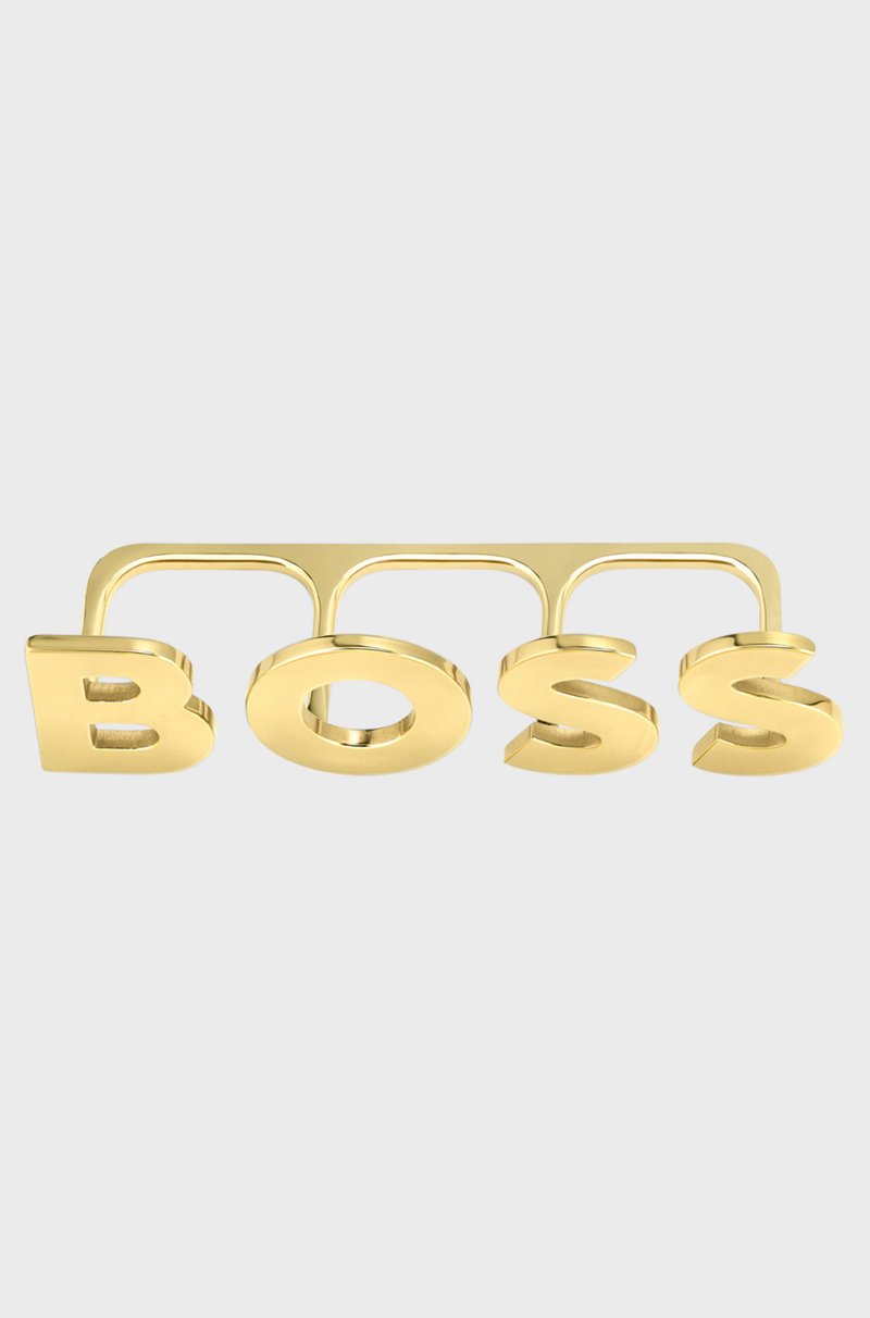 Hugo Boss Anillo De Nudillo En Tono Dorado Claro Con Letras De Logo