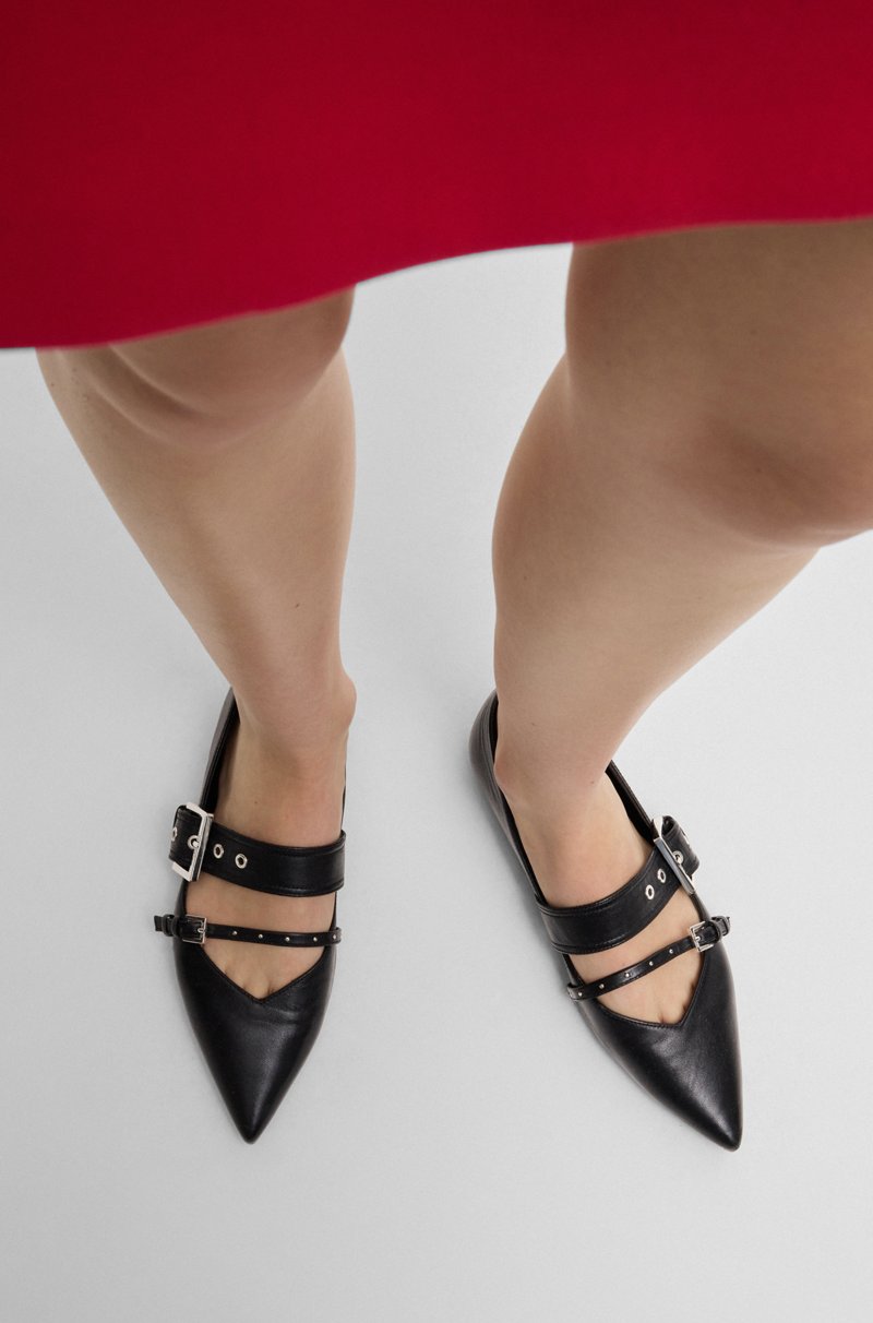 Hugo Boss Bailarinas De Piel De Napa Con Correas De Hebilla