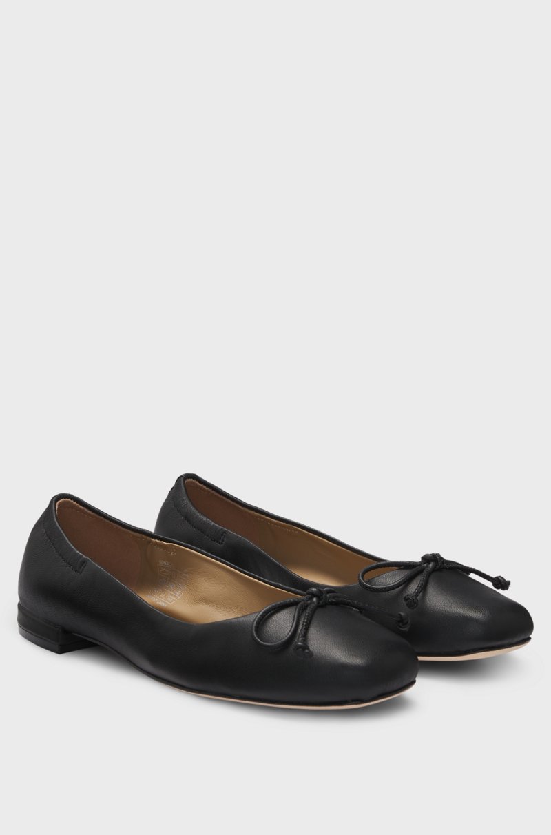 Hugo Boss Bailarinas en piel de napa con volante en el borde superior