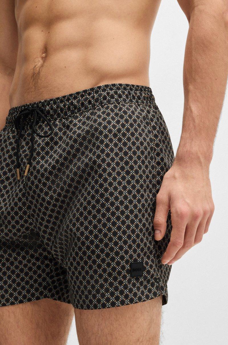 Hugo Boss Bañador Con Cordón En La Cintura Y Estampado Integral