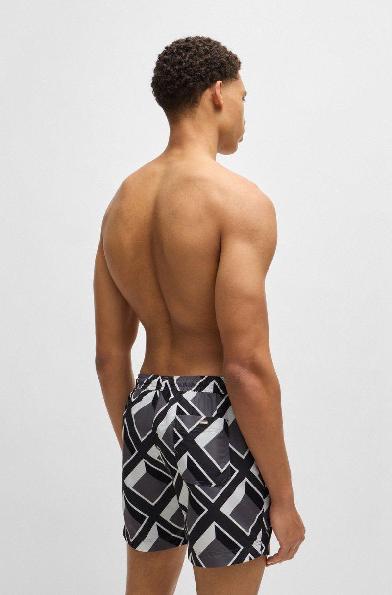 Hugo Boss Bañador Con Cordón En La Cintura Y Estampado Integral