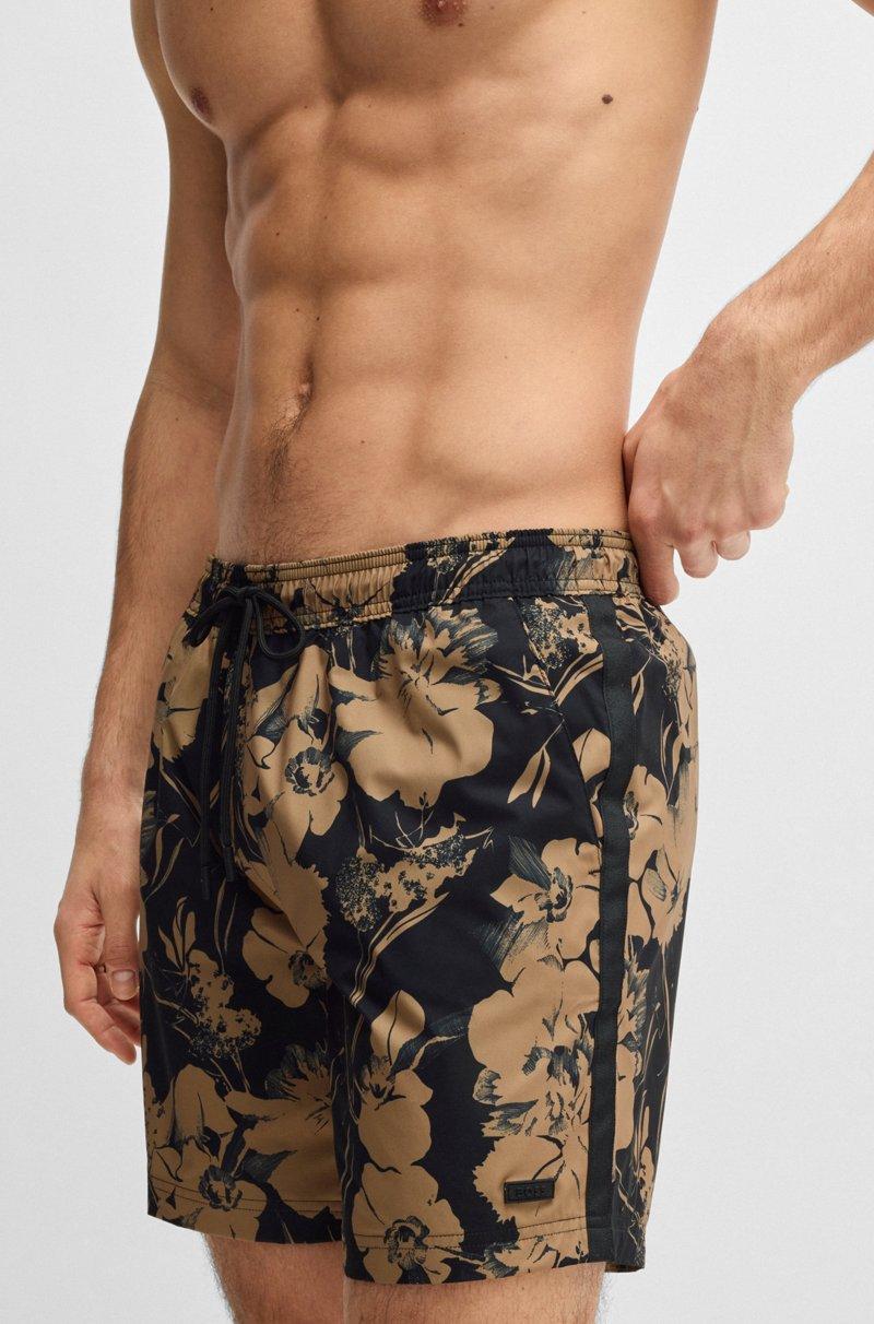 Hugo Boss Bañador Con Estampado De Flores Y Raya Lateral