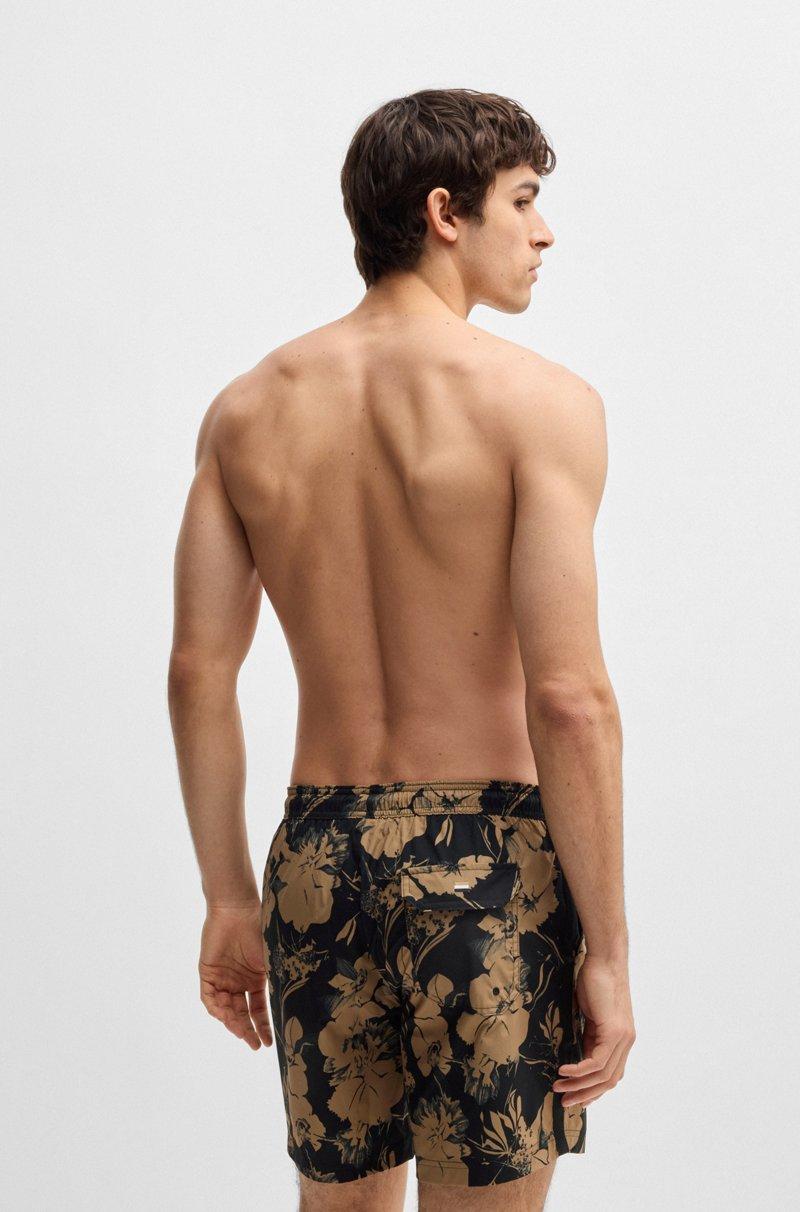 Hugo Boss Bañador Con Estampado De Flores Y Raya Lateral