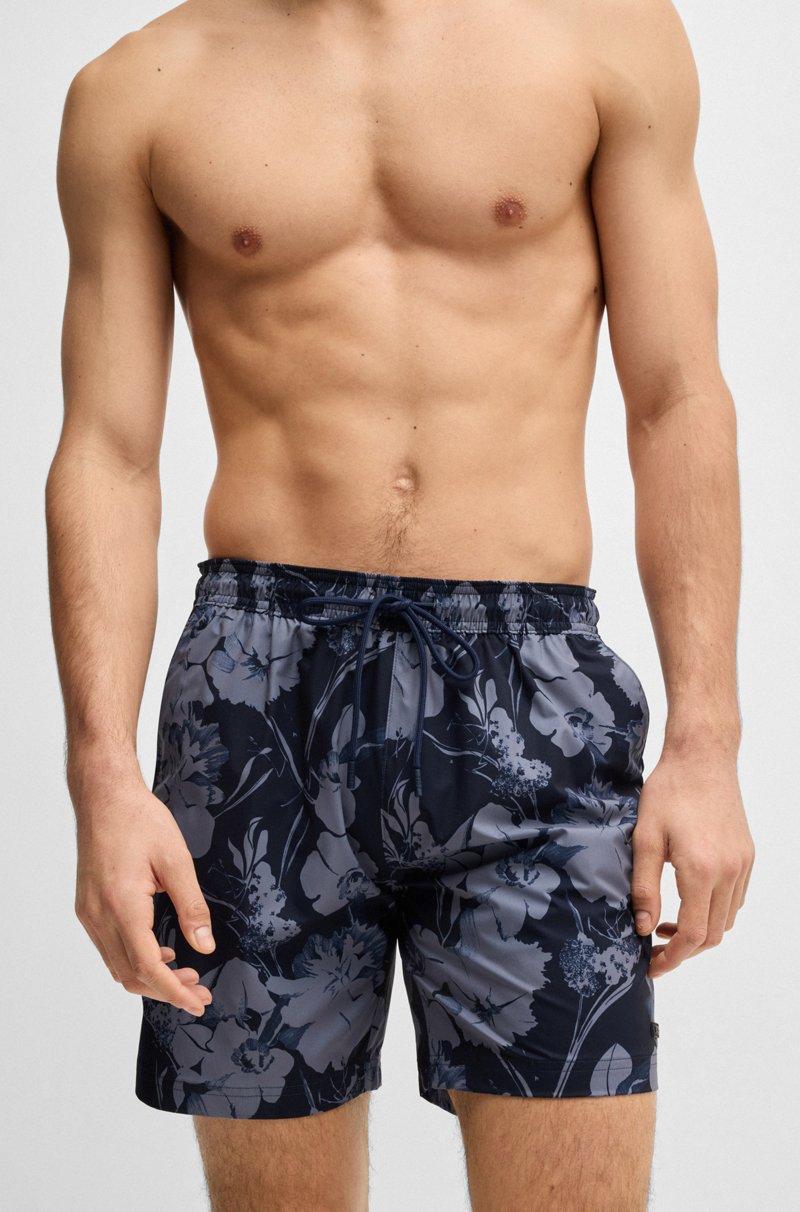 Hugo Boss Bañador Con Estampado De Flores Y Raya Lateral