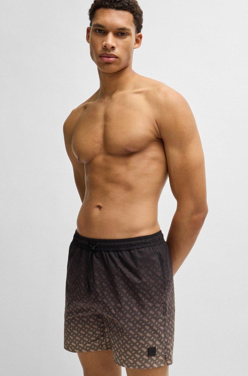 Hugo Boss Bañador Con Insignia De Logo Y Estampado De Monogramas En Degradado