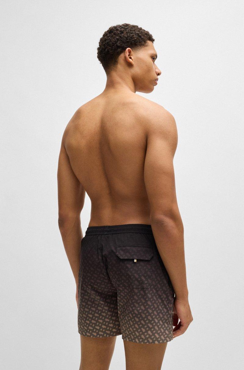 Hugo Boss Bañador Con Insignia De Logo Y Estampado De Monogramas En Degradado