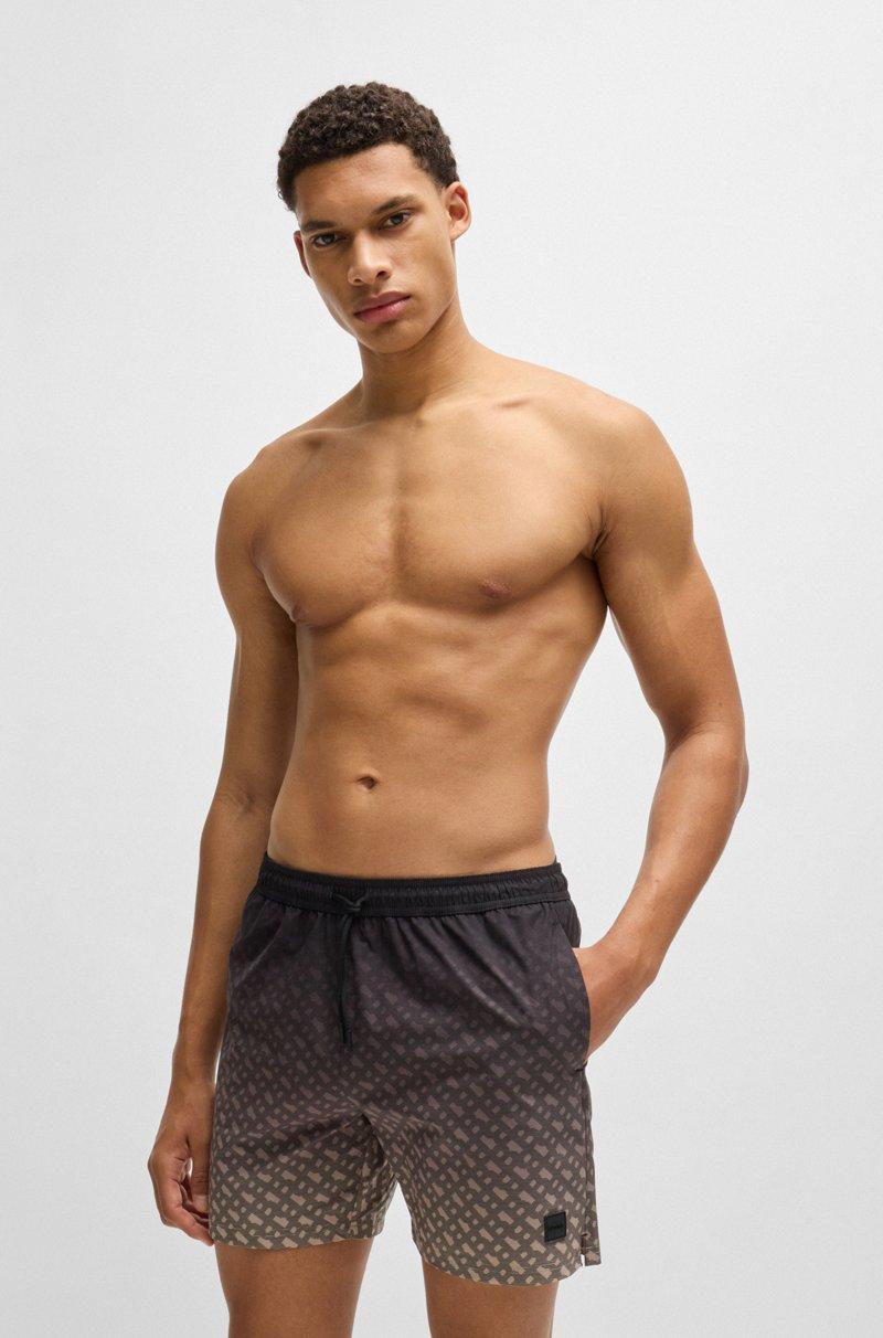 Hugo Boss Bañador con insignia de logo y estampado de monogramas en degradado