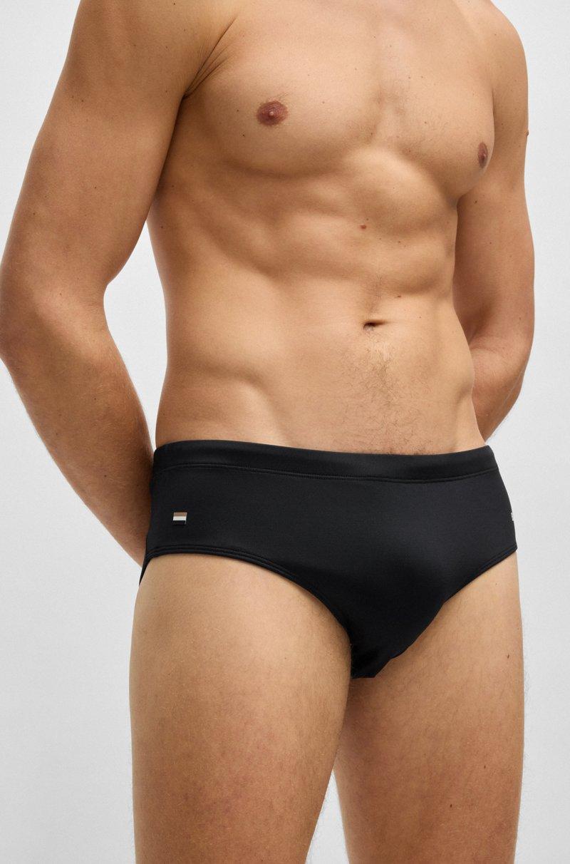 Hugo Boss Bañador Slip De Punto Elástico Con Rayas De La Marca Y Logo