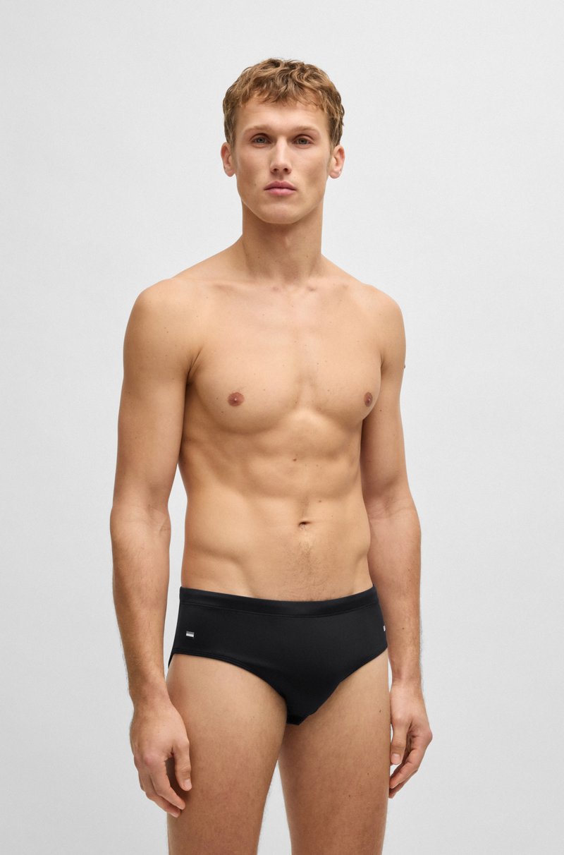 Hugo Boss Bañador slip de punto elástico con rayas de la marca y logo