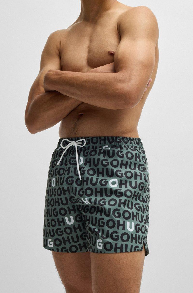 Hugo Boss Bañador Tipo Shorts Con Estampado De Logos Y Cordón En La Cintura