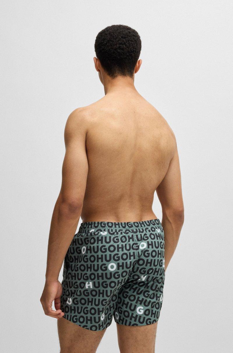 Hugo Boss Bañador Tipo Shorts Con Estampado De Logos Y Cordón En La Cintura