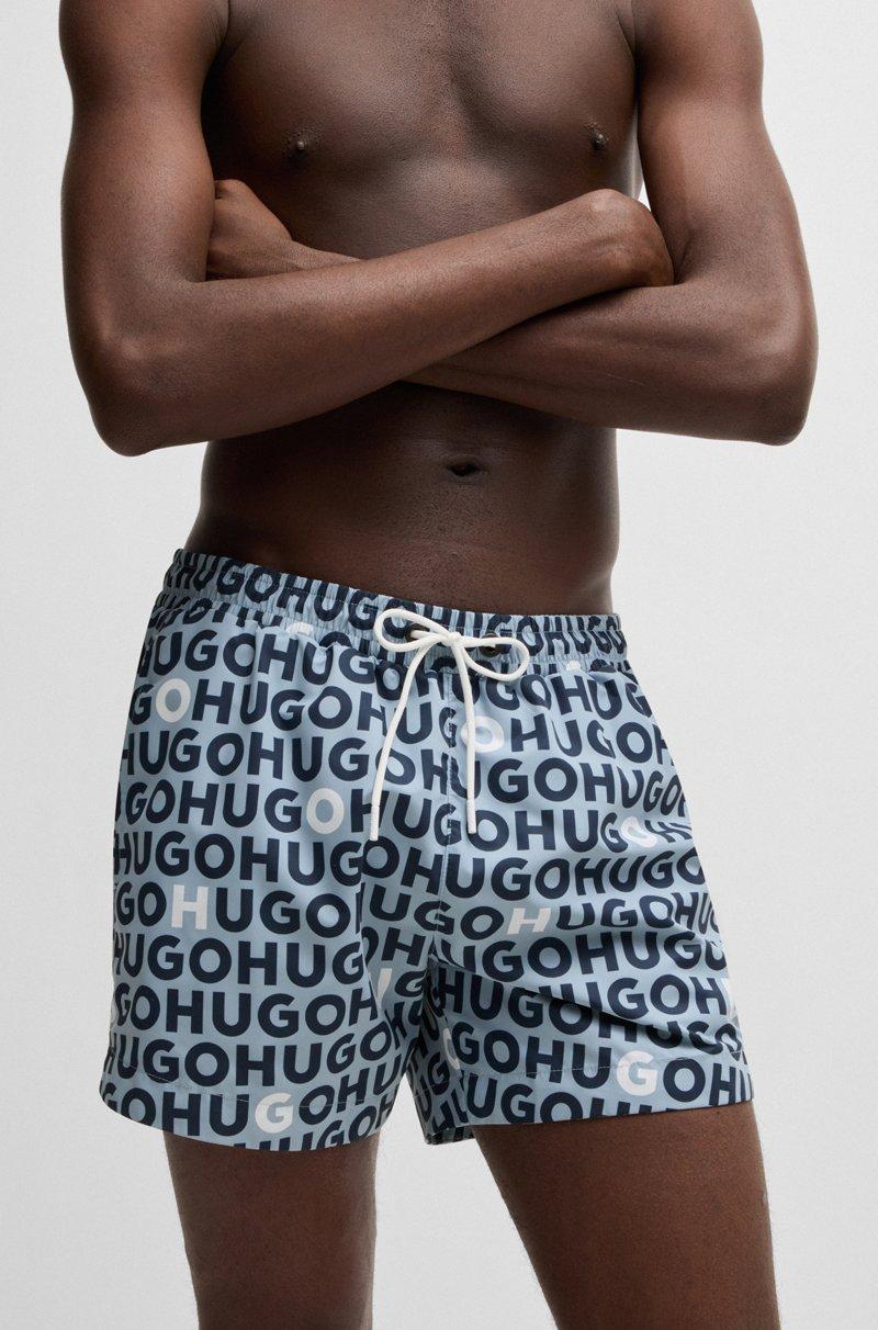 Hugo Boss Bañador Tipo Shorts Con Estampado De Logos Y Cordón En La Cintura