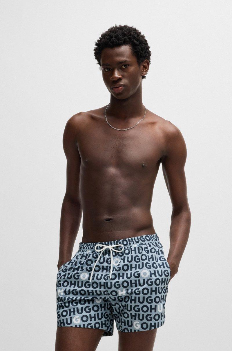 Hugo Boss Bañador tipo shorts con estampado de logos y cordón en la cintura