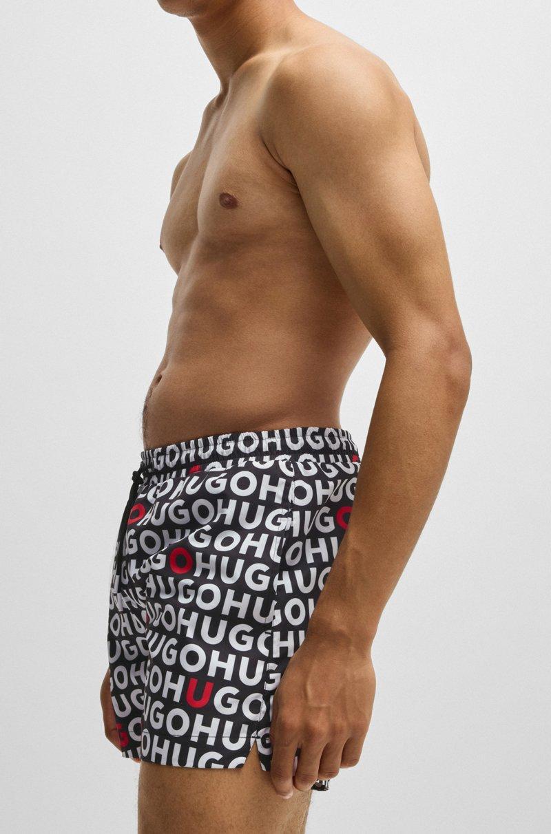 Hugo Boss Bañador Tipo Shorts Con Estampado De Logos Y Cordón En La Cintura