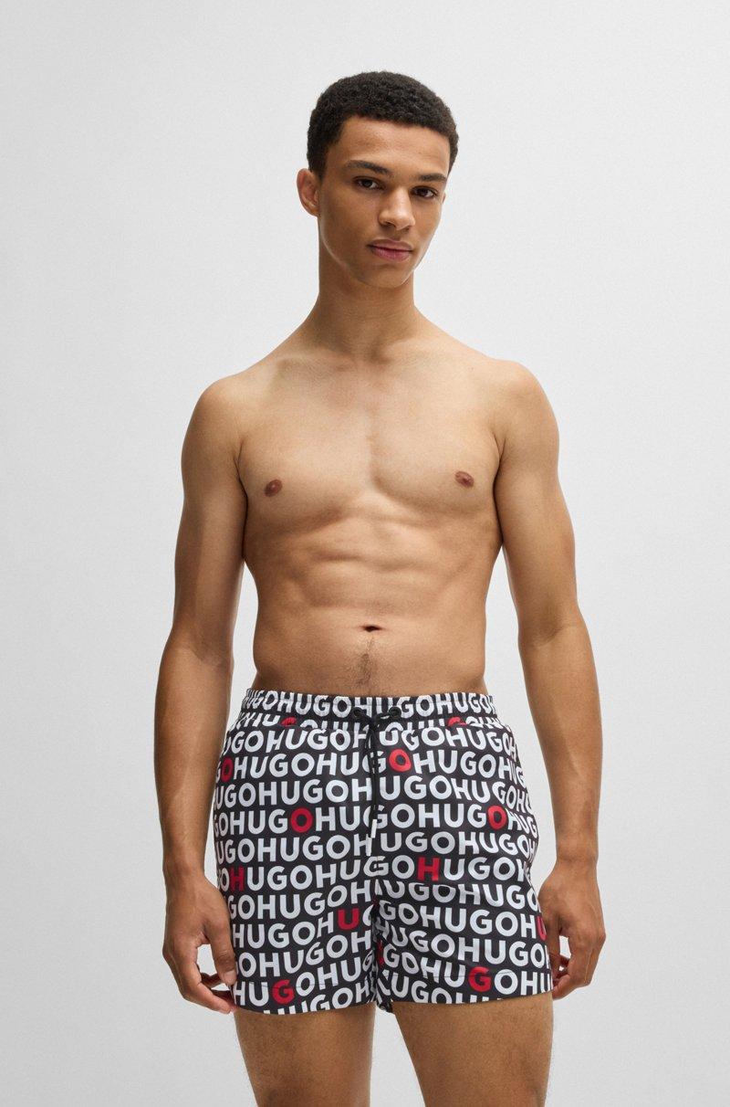 Hugo Boss Bañador tipo shorts con estampado de logos y cordón en la cintura